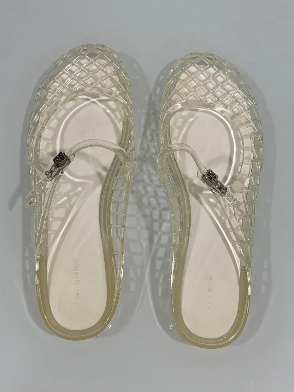 TORY BURCH MELLOW MARY JANE JELLY - CLEAR / SILVER - SZ - 9